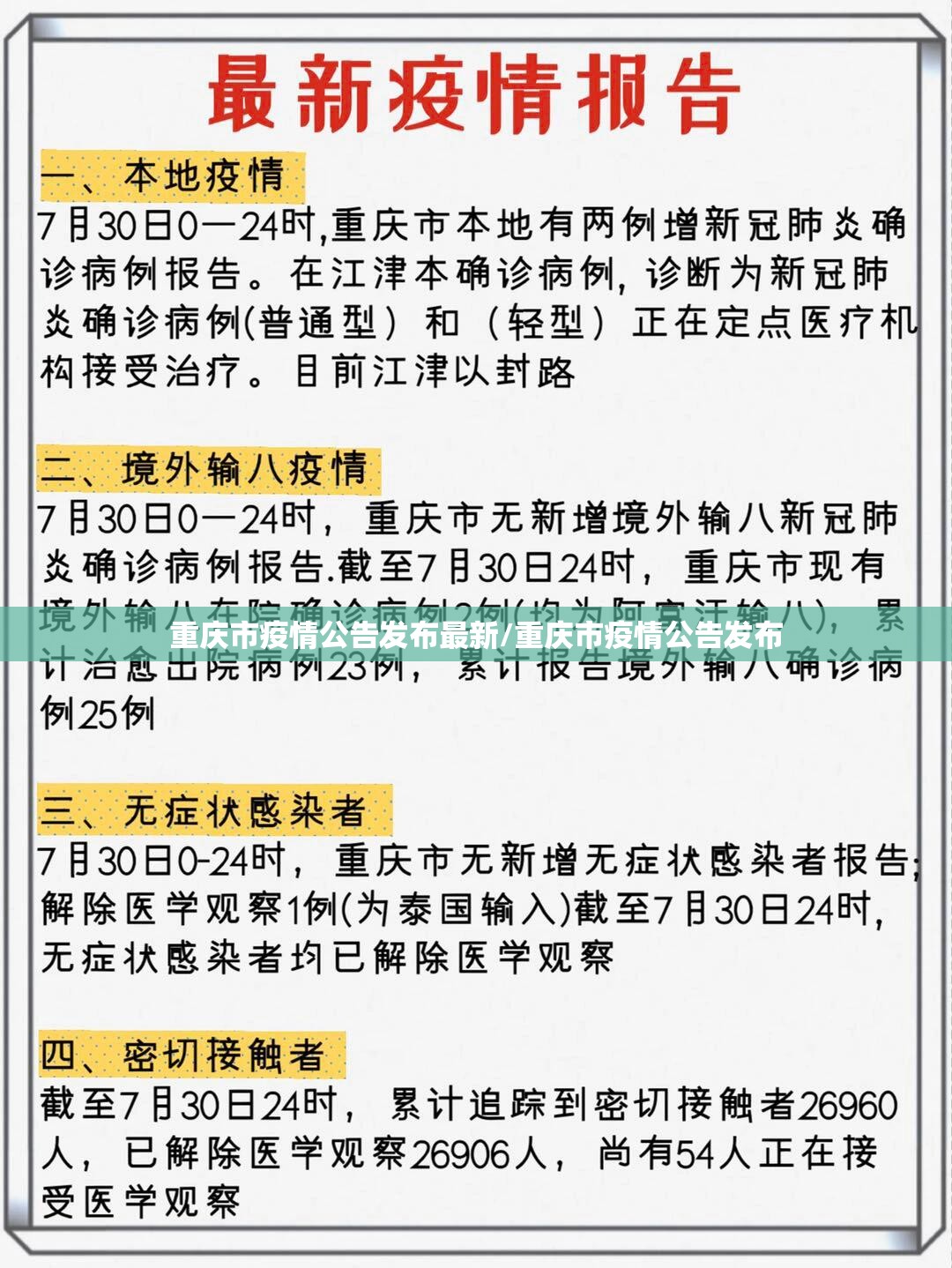 重庆市疫情公告发布最新/重庆市疫情公告发布