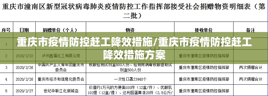重庆市疫情防控赶工降效措施/重庆市疫情防控赶工降效措施方案