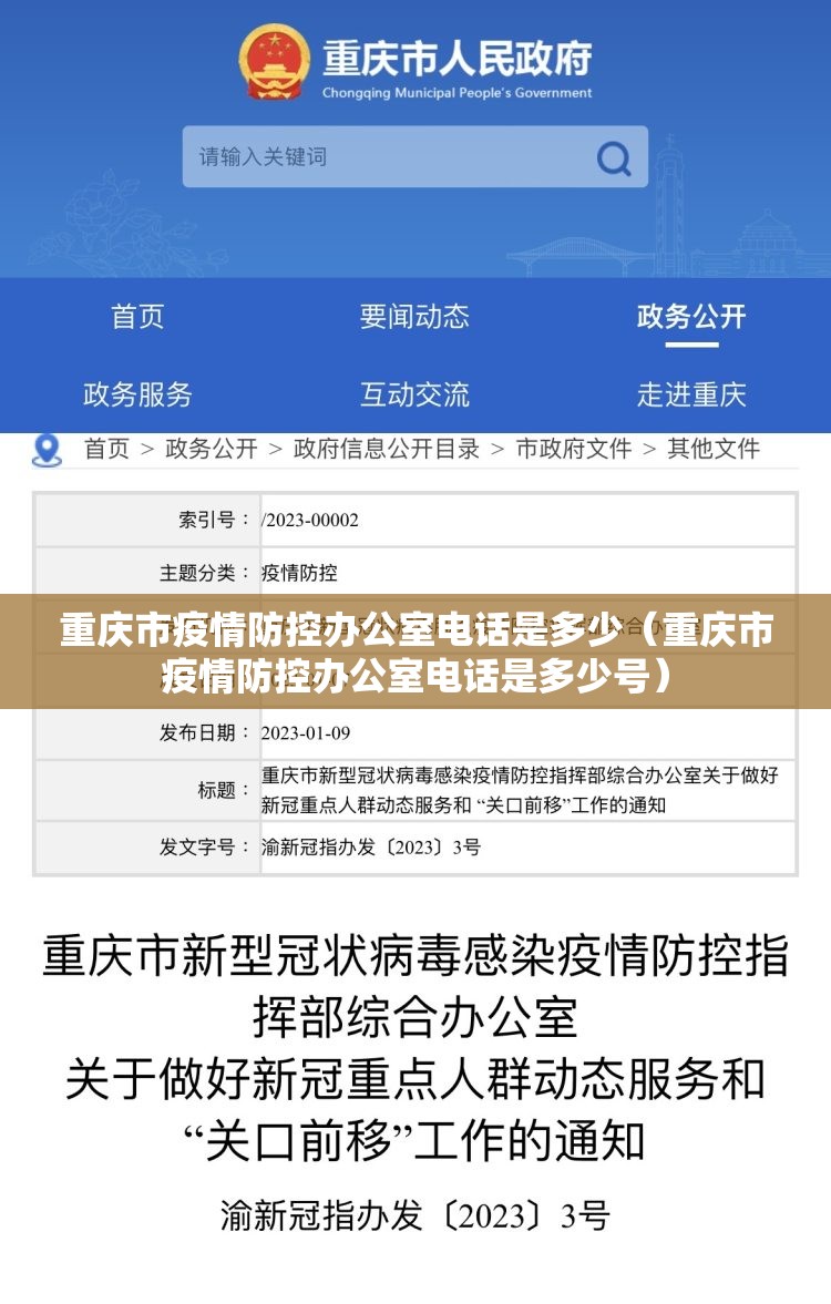 重庆市疫情防控办公室电话是多少（重庆市疫情防控办公室电话是多少号）