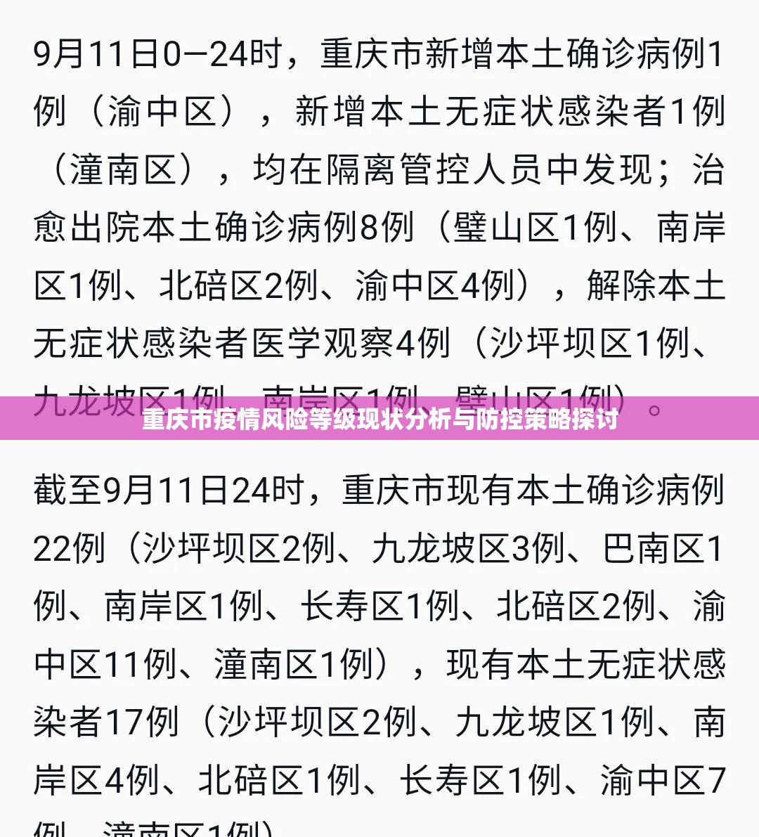 重庆市疫情风险等级现状分析与防控策略探讨