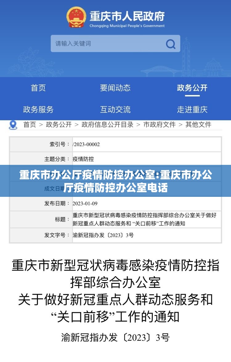重庆市办公厅疫情防控办公室:重庆市办公厅疫情防控办公室电话