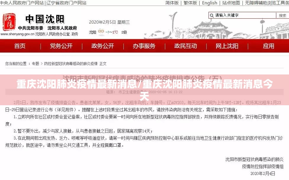 重庆沈阳肺炎疫情最新消息/重庆沈阳肺炎疫情最新消息今天