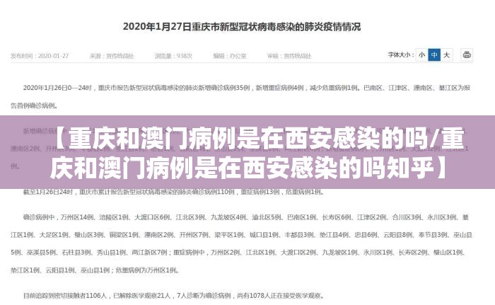 【重庆和澳门病例是在西安感染的吗/重庆和澳门病例是在西安感染的吗知乎】