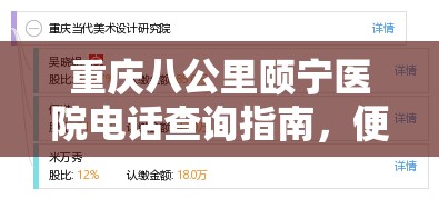 重庆八公里颐宁医院电话查询指南，便捷就医的第一步