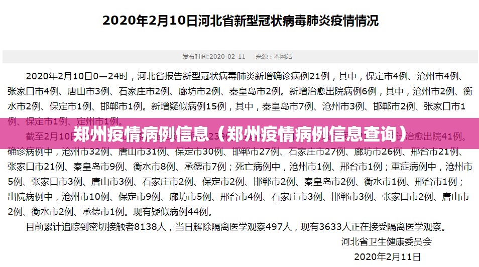 郑州疫情病例信息（郑州疫情病例信息查询）
