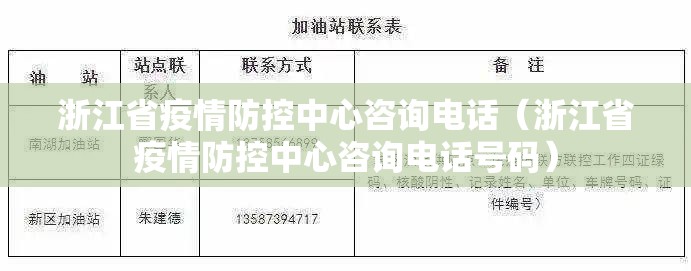 浙江省疫情防控中心咨询电话（浙江省疫情防控中心咨询电话号码）